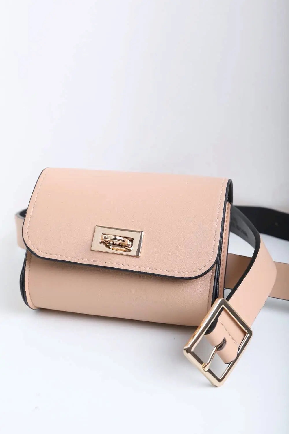 Mini Faux Leather Belt Bag – Chic with Gold Link Chain - Boho Clothing and Accessories - Flyclothing LLC