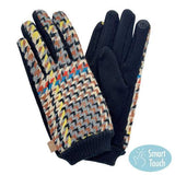 Smart Touch Winter Houndstooth Patterned Smart Gloves - Madeline Love - Flyclothing LLC