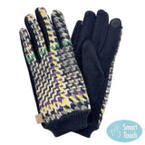 Smart Touch Winter Houndstooth Patterned Smart Gloves - Madeline Love - Flyclothing LLC