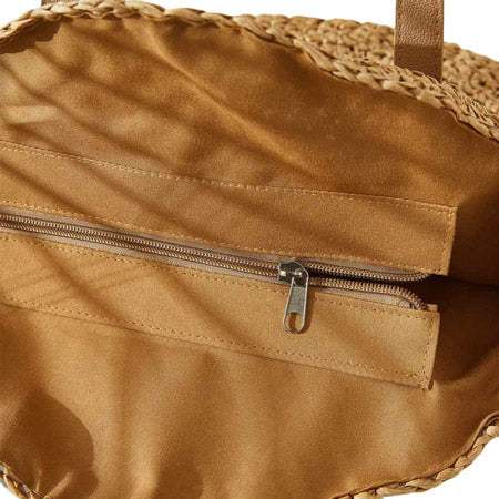 Smile Pointed Color Block Straw Round Shoulder Bag - Madeline Love - Flyclothing LLC