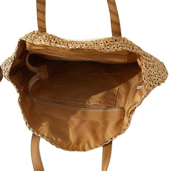 Smile Pointed Color Block Straw Round Shoulder Bag - Madeline Love - Flyclothing LLC
