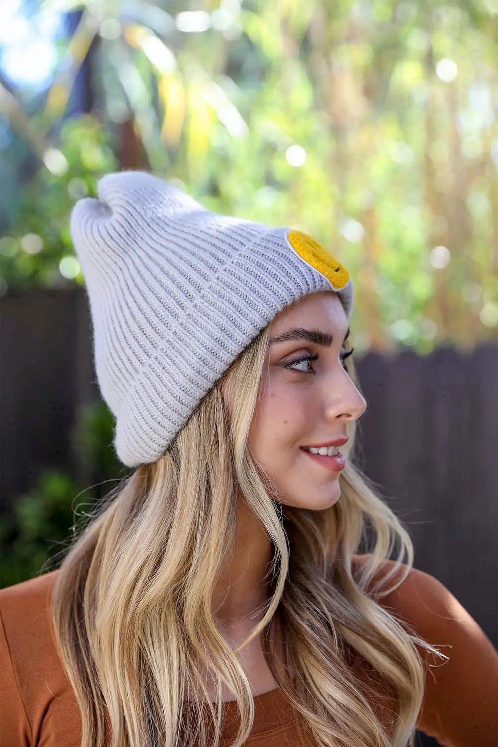 Smiley Face Ribbed Beanie 🙂 - Boho Clothing and Accessories - Flyclothing LLC