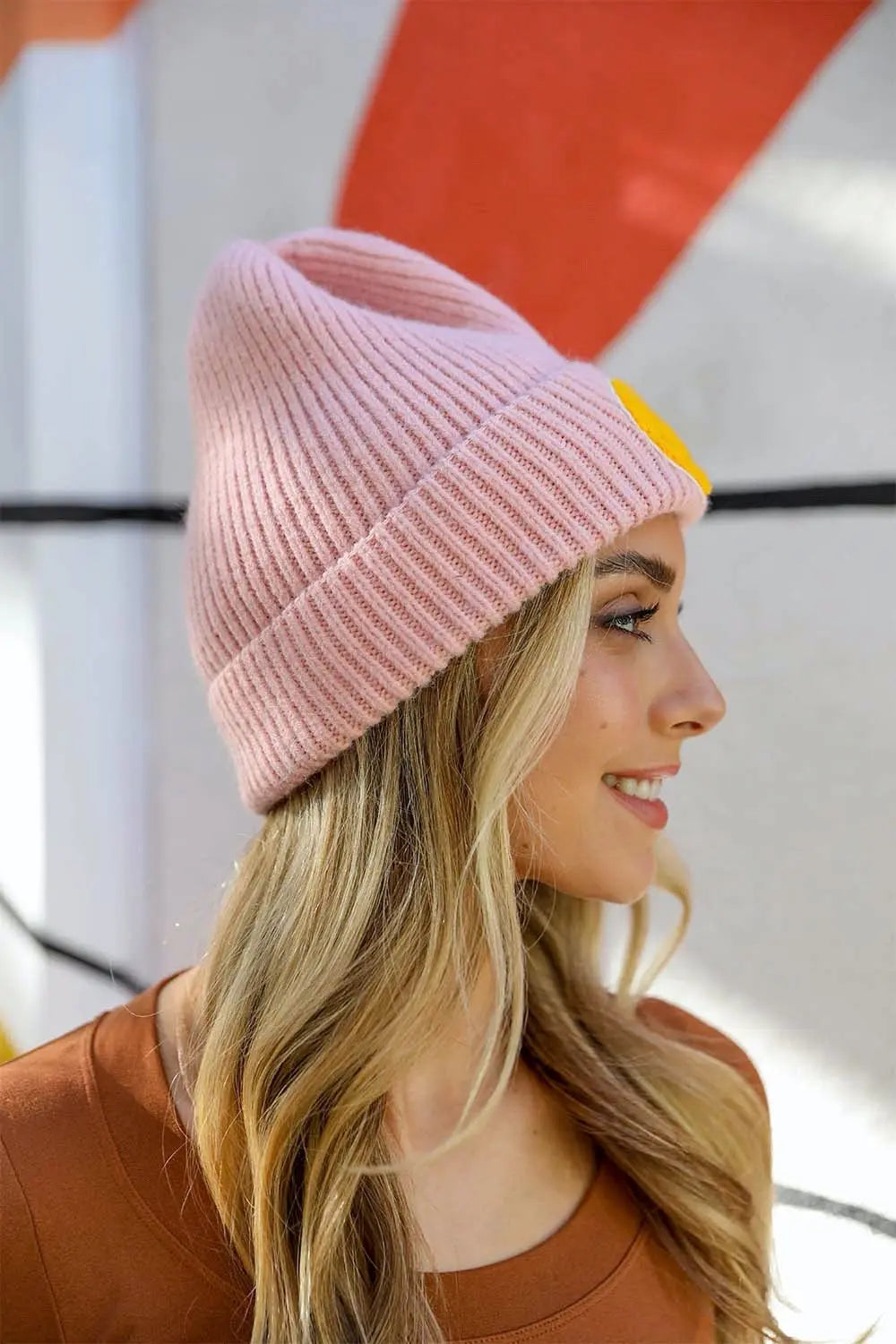 Smiley Face Ribbed Beanie 🙂 - Boho Clothing and Accessories - Flyclothing LLC