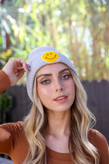 Smiley Face Ribbed Beanie 🙂 - Boho Clothing and Accessories - Flyclothing LLC