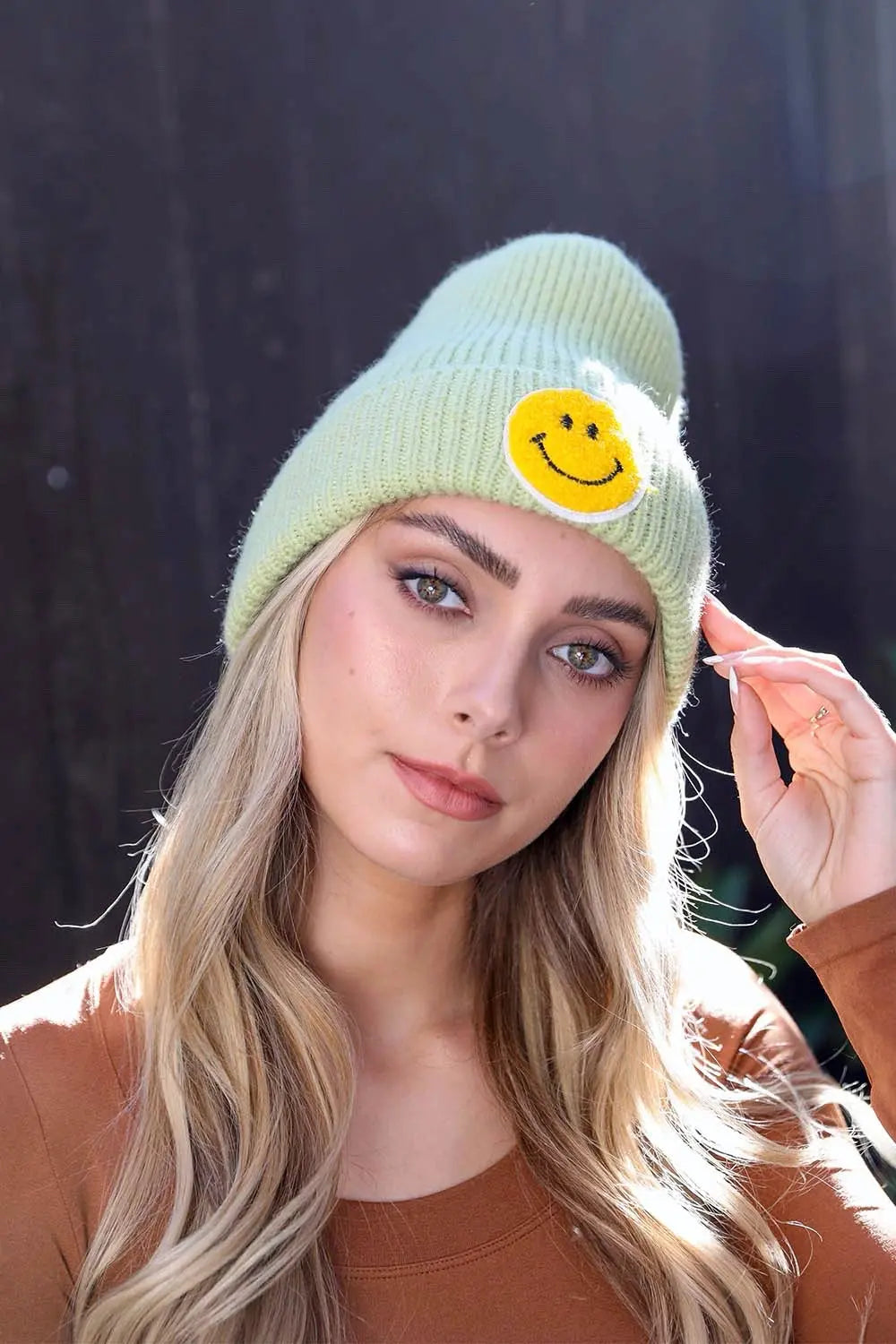 Smiley Face Ribbed Beanie 🙂 - Boho Clothing and Accessories - Flyclothing LLC
