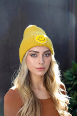 Smiley Face Ribbed Beanie 🙂 - Boho Clothing and Accessories - Flyclothing LLC