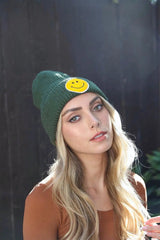 Smiley Face Ribbed Beanie 🙂 - Boho Clothing and Accessories - Flyclothing LLC