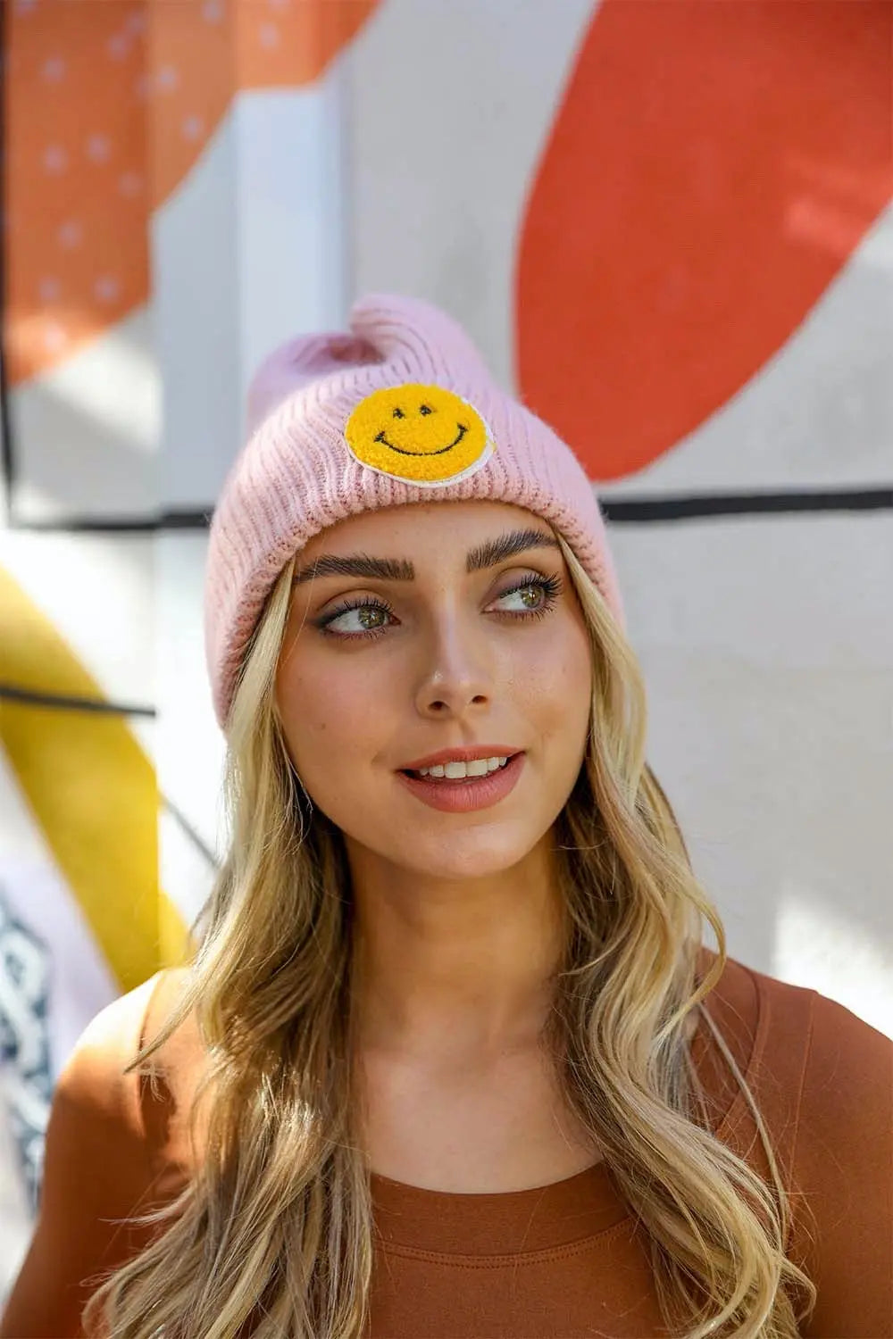 Smiley Face Ribbed Beanie 🙂 - Boho Clothing and Accessories - Flyclothing LLC