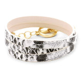 Snake Pattern Faux Leather Wrap Toggle Bracelet - Madeline Love - Flyclothing LLC