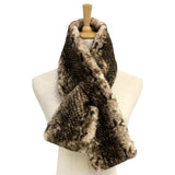 Snake Skin Patterned Faux Fur Pull Through Scarf - Madeline Love - Flyclothing LLC