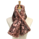 Snake Skin Patterned Faux Fur Pull Through Scarf - Madeline Love - Flyclothing LLC