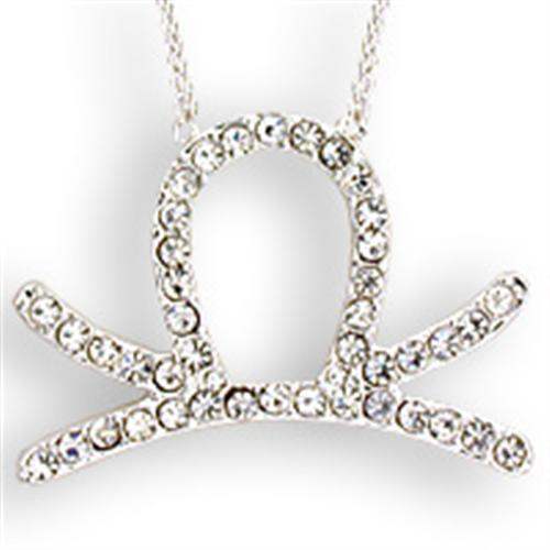 SNK01 - Silver Brass Chain Pendant with Top Grade Crystal in Clear - Alamode - Flyclothing LLC