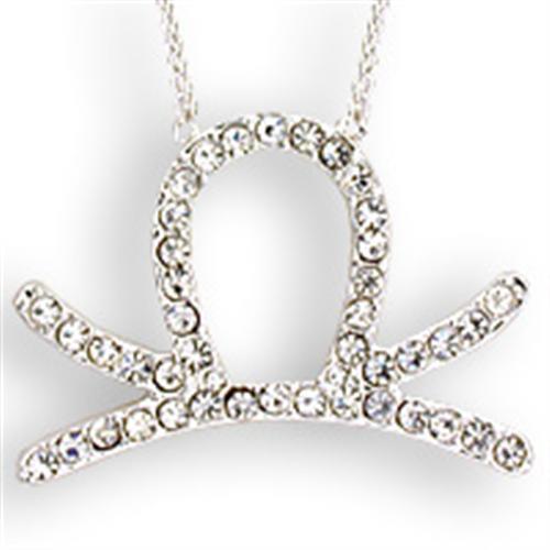 SNK01 - Silver Brass Chain Pendant with Top Grade Crystal  in Clear - Alamode