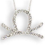 SNK01 - Silver Brass Chain Pendant with Top Grade Crystal  in Clear - Alamode