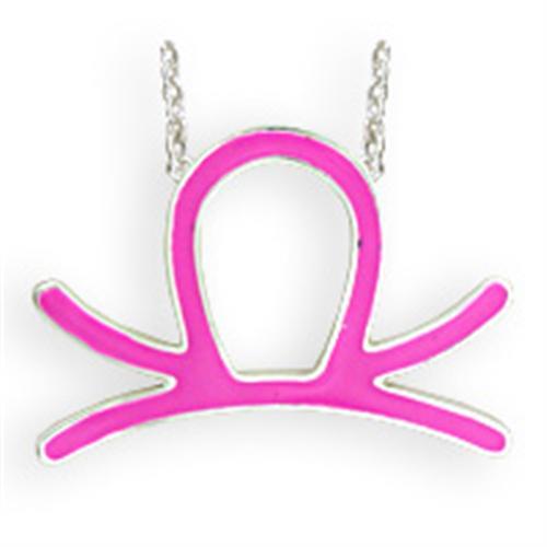 SNK01PINK - Silver Brass Chain Pendant with Epoxy  in Rose - Alamode