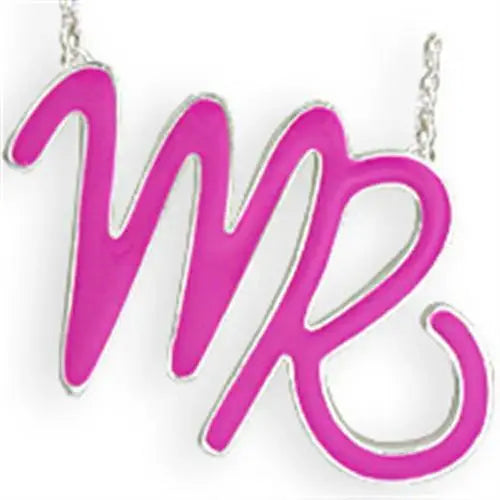 SNK03PINK - Silver Brass Chain Pendant with Epoxy in Rose - Alamode - Flyclothing LLC