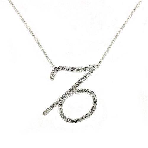 SNK04 - Silver Brass Chain Pendant with Top Grade Crystal in Clear - Alamode - Flyclothing LLC