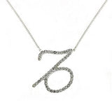 SNK04 - Silver Brass Chain Pendant with Top Grade Crystal  in Clear - Alamode