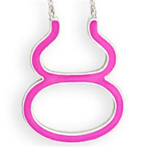 SNK05PINK - Silver Brass Chain Pendant with Epoxy in Rose - Alamode - Flyclothing LLC