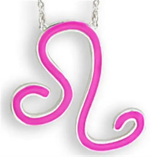 SNK06PINK - Silver Brass Chain Pendant with Epoxy in Rose - Alamode - Flyclothing LLC