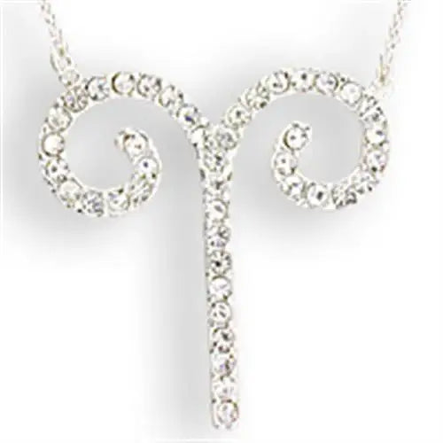 SNK08 - Silver Brass Chain Pendant with Top Grade Crystal in Clear - Alamode - Flyclothing LLC