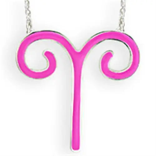 SNK08PINK - Silver Brass Chain Pendant with Epoxy in Rose - Alamode - Flyclothing LLC