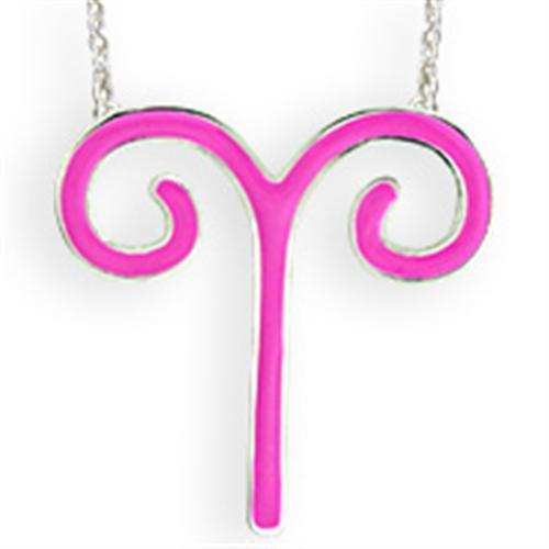 SNK08PINK - Silver Brass Chain Pendant with Epoxy in Rose - Alamode - Flyclothing LLC