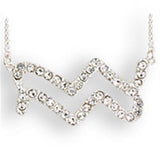 SNK09 - Silver Brass Chain Pendant with Top Grade Crystal  in Clear - Alamode