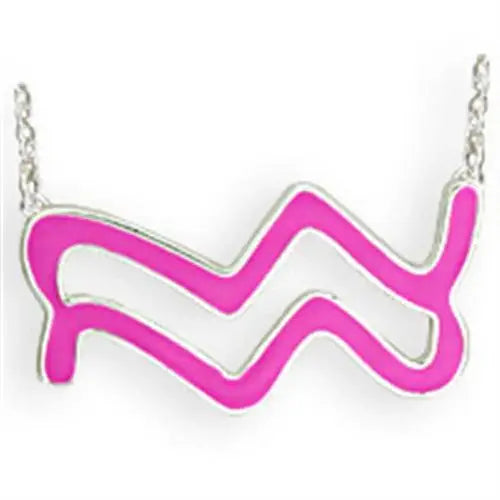SNK09PINK - Silver Brass Chain Pendant with Epoxy in Rose - Alamode - Flyclothing LLC