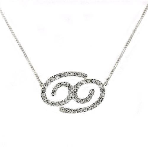 SNK12 - Silver Brass Chain Pendant with Top Grade Crystal  in Clear - Alamode