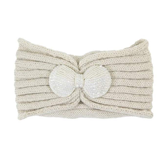 Soft Knit Accented Plush Bow Detailed Headband Ear Warmer - Madeline Love - Flyclothing LLC