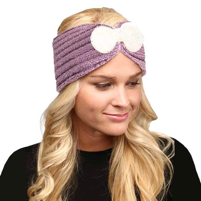 Soft Knit Accented Plush Bow Detailed Headband Ear Warmer - Madeline Love - Flyclothing LLC
