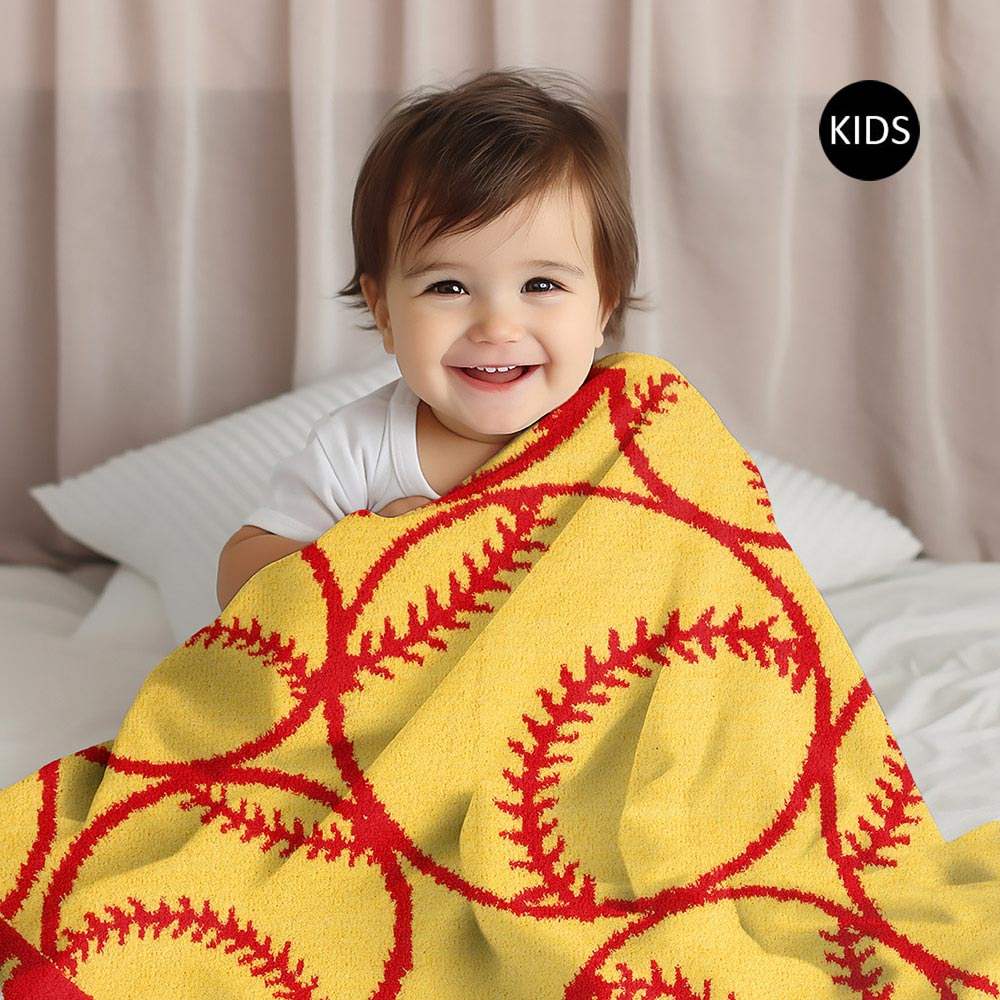 Softball Patterned Reversible Kids Throw Blanket - Madeline Love - Flyclothing LLC