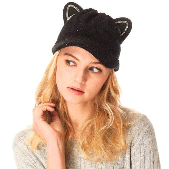 Solid Cat Ear Slouchy Newsboy Cap - Madeline Love - Flyclothing LLC