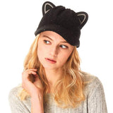 Solid Cat Ear Slouchy Newsboy Cap - Madeline Love - Flyclothing LLC