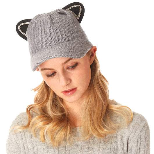Solid Cat Ear Slouchy Newsboy Cap - Madeline Love - Flyclothing LLC