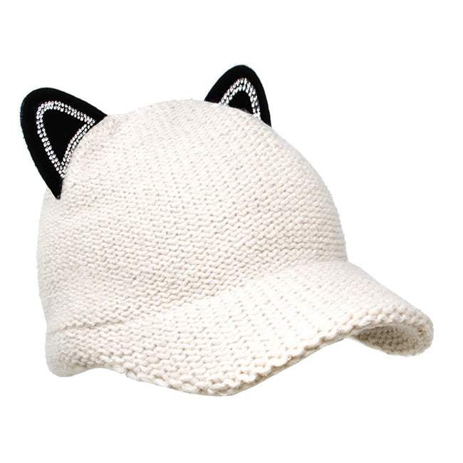 Solid Cat Ear Slouchy Newsboy Cap - Madeline Love - Flyclothing LLC
