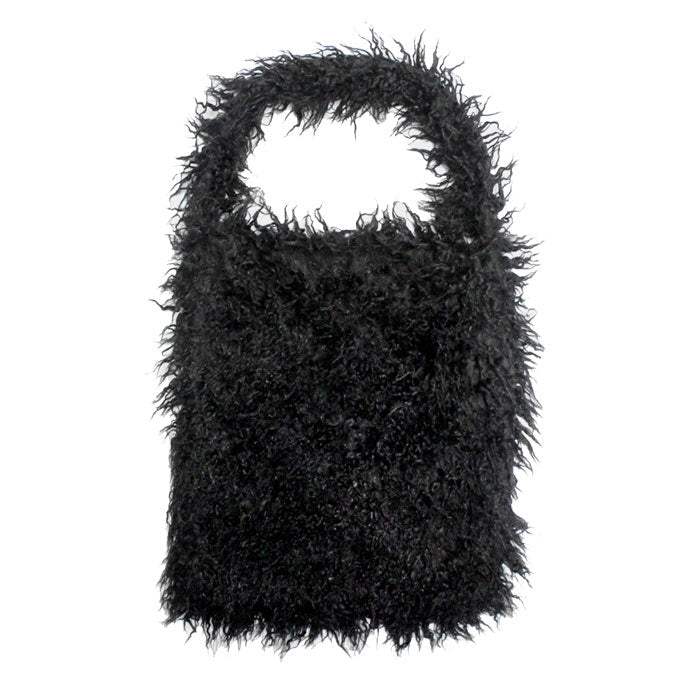 Solid Color Faux Fur Fringe Shoulder Bag - Madeline Love - Flyclothing LLC