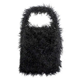 Solid Color Faux Fur Fringe Shoulder Bag - Madeline Love - Flyclothing LLC