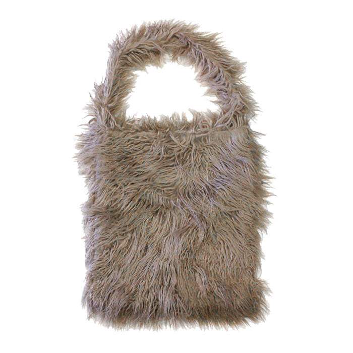 Solid Color Faux Fur Fringe Shoulder Bag - Madeline Love - Flyclothing LLC
