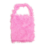 Solid Color Faux Fur Fringe Shoulder Bag - Madeline Love - Flyclothing LLC