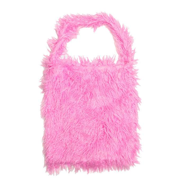Solid Color Faux Fur Fringe Shoulder Bag - Madeline Love - Flyclothing LLC