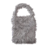 Solid Color Faux Fur Fringe Shoulder Bag - Madeline Love - Flyclothing LLC