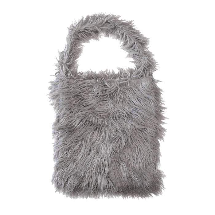 Solid Color Faux Fur Fringe Shoulder Bag - Madeline Love - Flyclothing LLC