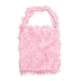 Solid Color Faux Fur Fringe Shoulder Bag - Madeline Love - Flyclothing LLC