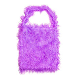 Solid Color Faux Fur Fringe Shoulder Bag - Madeline Love - Flyclothing LLC