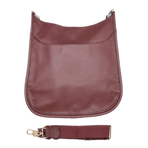 Solid Colored Faux Leather Adjustable Crossbody Tote Handbag - Madeline Love - Flyclothing LLC