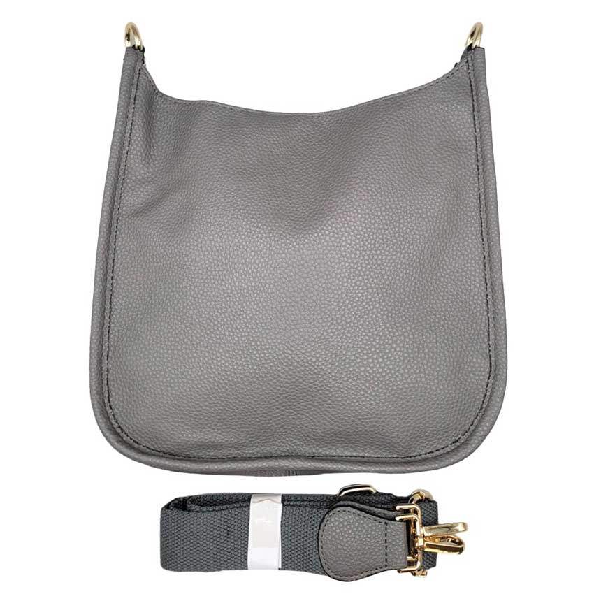 Solid Colored Faux Leather Adjustable Crossbody Tote Handbag - Madeline Love - Flyclothing LLC