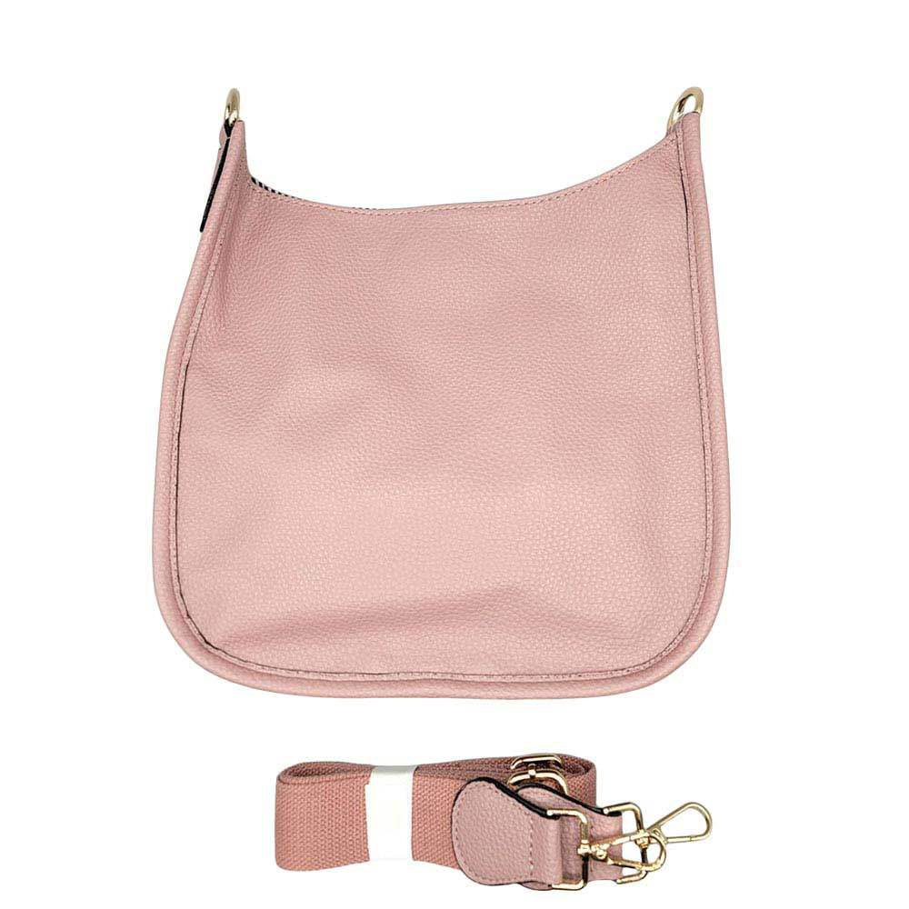Solid Colored Faux Leather Adjustable Crossbody Tote Handbag - Madeline Love - Flyclothing LLC