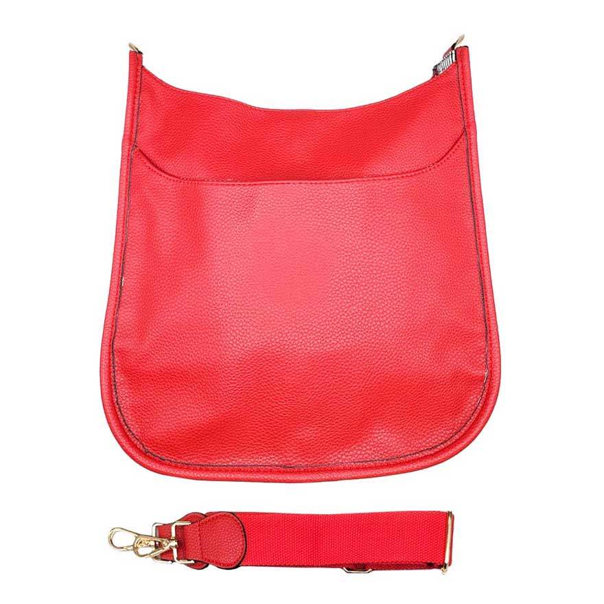 Solid Colored Faux Leather Adjustable Crossbody Tote Handbag - Madeline Love - Flyclothing LLC